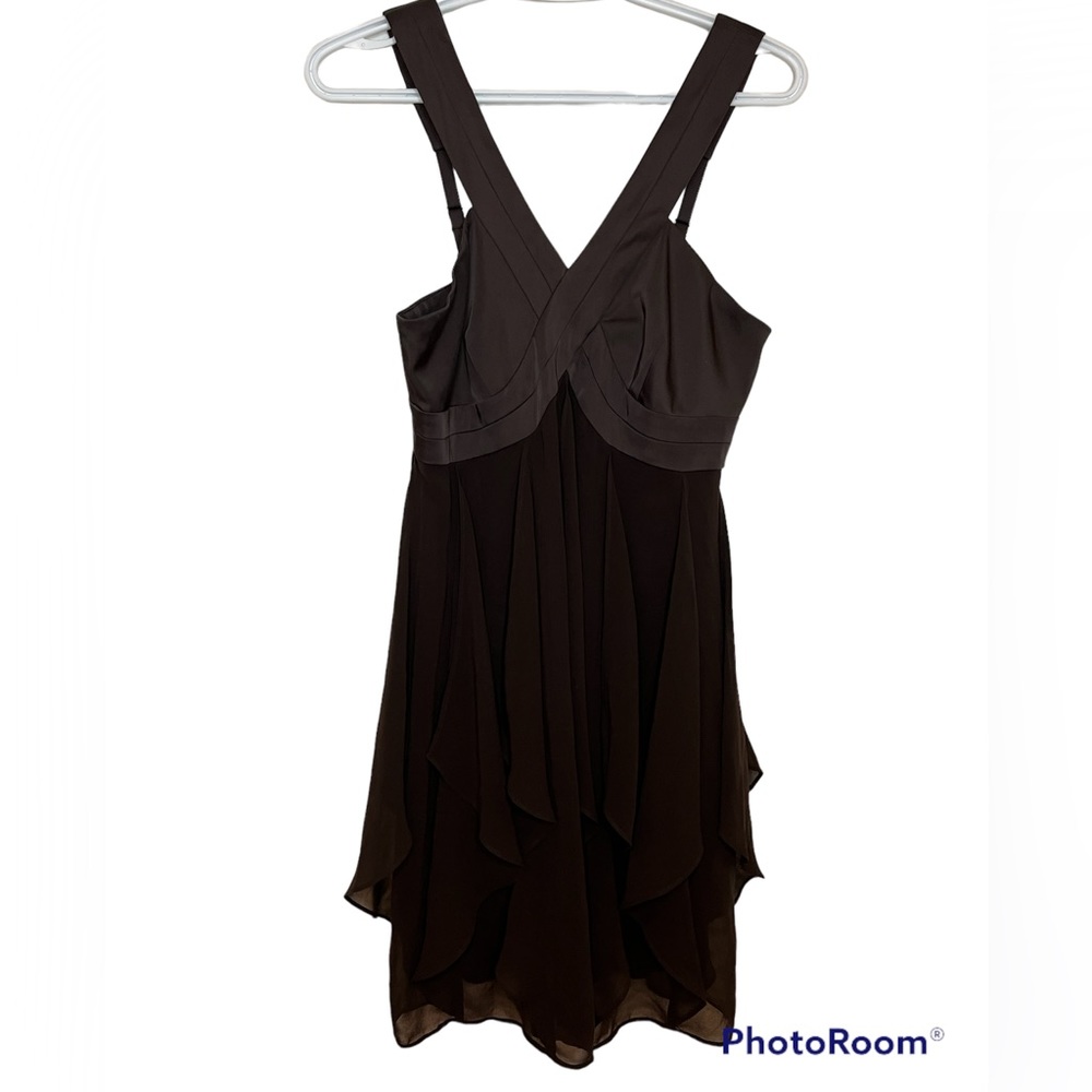 RW&co. Womens size 4 dress. Chocolate brown. V neck. Adjustable straps. Chiffon